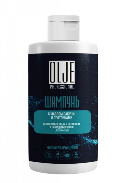 OLJE. Шампунь мужской с маслом бакучи и протеинами, 450 мл в Ульяновске