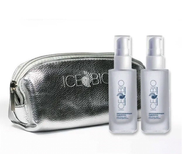 ICE BIO. Набор Сыворотка  2 шт омолаживающая для лица, шеи и зоны декольте 30мл, в косметичке в Ульяновске